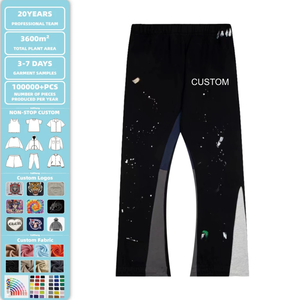 Pantalon empilé pour homme et femme, coupe slim, extensible, style jogger froncé à la cheville, streetwear décontracté, confortable pour le quotidien, taille élastique - Product Image 1