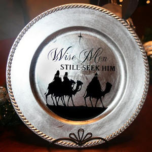 Assiette de chargeur ronde à l'aspect impressionnant Impression personnalisée Chargeur en émail élevé Assiette de nourriture Les sages le cherchent toujours Plateau de service/Assiette à vaisselle - Product Image 4