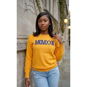 Roman Numeral 1922 Winter Embroidery Soft Knit Turtleneck <b>Cardigan</b> Women's Classic Casual Fashion Wear Stylish Vintage Apparel - Product Image 1