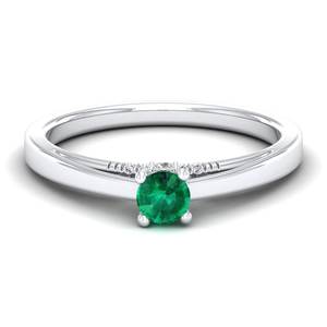 Anillos de compromiso REYES de alta calidad en oro sólido de 14K con diamantes para mujer, corte redondo, esmeralda, anillo de joyería fina para boda - Product Image 5