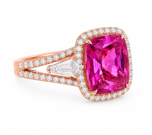 Anillo de Boda con Zafiro Corte Cojín y Diamantes Laterales en Forma de Cometa en Oro de 10K/14K/18K con Baño de Rodio, Estilo Minimalista - Product Image 4