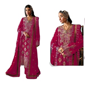 Dupatta Bordada de Algodón Chinon Puro y Grueso con Estilo Festivo en Santoon Mate para Ropa India y Pakistaní - Product Image 1