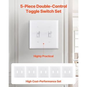 Unbreakable Polycarb Toggle Light <b>Switch</b> Wall <b>Plates</b> 2-Gang Electrical Outlet Covers Standard Size 4.61in L X 4.53in H - Product Image 2