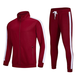 Ensemble de survêtement pour homme avec veste zippée et pantalon long à rayures, sportif, séchage rapide, polyester, pour l'automne - Product Image 4