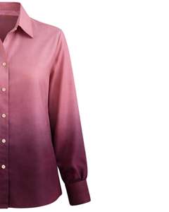 Chemisier décontracté à manches longues boutonné pour femme, dégradé rose à bordeaux, idéal pour le bureau – Fabrication OEM personnalisée - Product Image 4