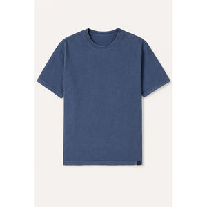 Camiseta Básica Personalizada con Cuello Redondo y Lavado Ácido para Hombre, 100% Algodón, Talla Grande, Estilo Urbano, Tejida - Product Image 1