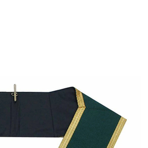 Custom Green V-Neck Masonic <b>Collar</b> Gold Trim Classical Design Sew-On Badge Garment - Product Image 3