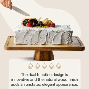 <b>Vintage</b> Aluminum Wood <b>Cake</b> <b>Stand</b> Rustic Farmhouse Style Eco-Friendly Dishwasher Safe Home Restaurant Use Wedding Dessert Tables - Product Image 2