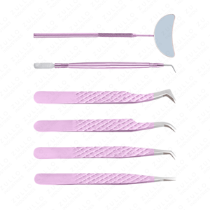 Custom Logo <b>Pink</b> Eyelash Tweezers Set Stainless Steel Volume Tip Lash Extension <b>Tools</b> Private Label Wholesale <b>Kit</b> - Product Image 4