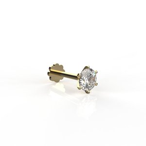 Pendientes Clásicos de Oro Amarillo con Diamantes, Corte Brillante Redondo, Diamante Natural Color G, Joyería para Uso Diario de Mujer - Product Image 3