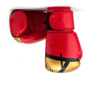 Gants de boxe rouge or en PU avec fermeture Velcro, respirants, pour adultes - Product Image 4