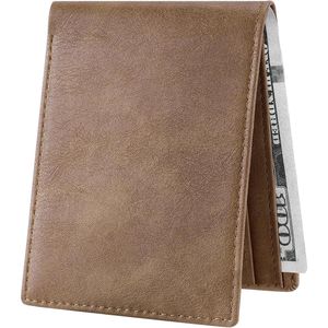 Portafoglio da uomo sottile con blocco RFID, porta carte di credito a due ante, da tasca frontale, con finestra per documenti, regalo per uomini d'affari - Product Image 3