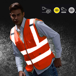 Gilet de chantier haute visibilité orange ANSI Classe 3 en polyester maillé avec fermeture à pression et poche frontale - Product Image 5