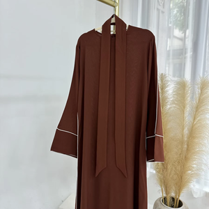 Abaya musulmane de style luxueux, robe longue ouverte sur le devant, légère, tenue modeste, fournisseur en gros OEM ODM - Product Image 4