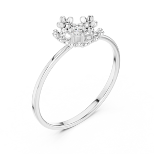 Anillo Minimalista en Forma de Flor de Oro Amarillo Sólido de 10k, 14k, 18k con Diamantes Cultivados en Laboratorio de Corte Redondo, Anillo de Boda Clásico, Regalo para Ella - Product Image 5