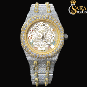 Reloj de Diamantes Moissanite con Baño de Oro de Alta Calidad para Eventos Sociales y Estilo Urbano, Disponible para la Venta - Product Image 2