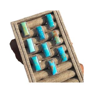 แหวนแท่งเทอร์ควอยซ์แท้ใช้ได้ทั้งชายและหญิงเครื่องประดับเงินแท้ราคาโรงงานขายส่งแหวนแฟชั่น unisex - Product Image 1