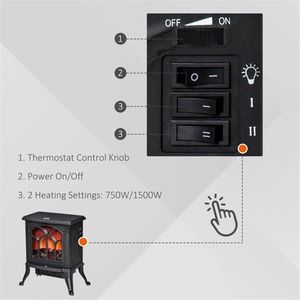 Caminetto Elettrico da 17 Pollici, 750W/1500W, Effetto Fiamma LED, Stile Moderno, Materiale Acciaio e Vetro, per Uso Domestico e Alberghiero - Product Image 6