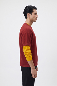 Men's Oversized Waffle Knit T-Shirt Long Sleeve Double Layer Waffle Tee Shirts Men Windproof Double Layer Waffle <b>TShirt</b> Mens - Product Image 2