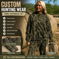Ensemble sweat-shirt classique à col rond et manches longues pour femme, camouflage Bottomland, avec logo personnalisé, pour la chasse et les activités de plein air, vente en gros