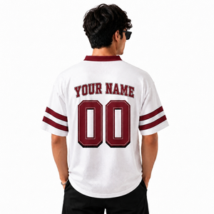 Maillot de football américain personnalisé pour homme, en maille or blanc, col en V, manches courtes, respirant, impression sublimée, séchage rapide, sport d'équipe - Product Image 5