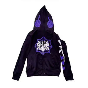 Sweat à capuche entièrement zippé, respirant, imprimé avec des lettres, nouvelle mode masculine Y2K, streetwear décontracté de haute qualité - Product Image 2