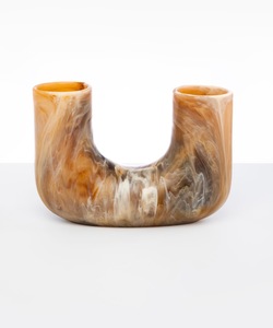 Vase double tube en résine ambrée, style bohème, fait main, support floral de table, surface rugueuse, décoration intérieure - Product Image 4