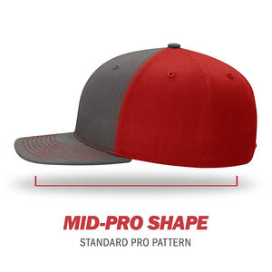 Casquette Snapback 6 Panneaux Unisexe Gris Rouge à Blocs de Couleurs, Réglable, Style Fête, en Satin, 100% Coton - Product Image 4