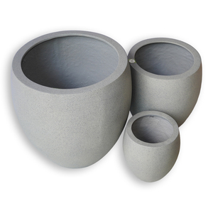 Pot de fleurs d'intérieur au design minimaliste, nouveau pot de plantes de 5 L, léger, écologique, en fibre de verre, rond, résistant aux intempéries, ensemble ALMELO - Product Image 3