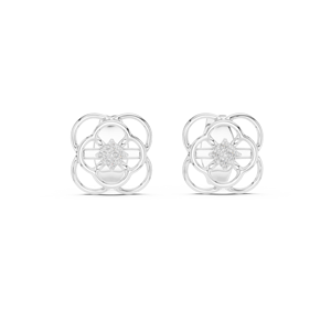 Juego de pendientes clásicos con diamantes cultivados en laboratorio en oro blanco macizo de 18 quilates para compromiso, boda, fiesta, regalo de San Valentín, uso diario para mujeres - Product Image 4