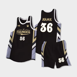 Ensemble d'uniformes de basketball professionnels pour hommes, séchage rapide, 100 % polyester, maillot sans manches et short imprimés par sublimation – Fournisseur - Product Image 5