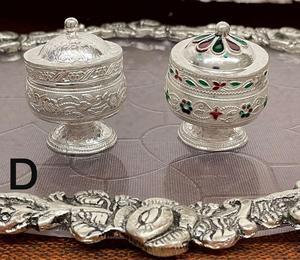 Best Design Hand Craved German Silver Trinket <b>Box</b> <b>Brides</b> Eye Kajal <b>Box</b> German Silver Handmade Gifting Article for Wedding <b>Gift</b> - Product Image 3
