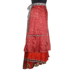 Ropa Hippie Bohemia para Mujer, Falda Tradicional de Playa, Falda Cruzada Reversible, Vestidos de Playa Estilo Sari Vintage - Product Image 6