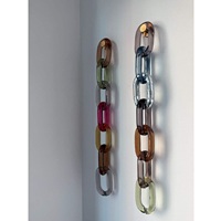 Décoration murale moderne rustique pour la maison et les mariages : Chaîne d'art en résine aux tons de bijoux, acrylique translucide, boucles entrelacées argentées effet miroir