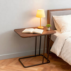 Modern Coffee <b>Table</b> Compact C-Style Mini with Wooden Surface and Durable Frame for <b>Small</b> Space Living Apartment - Product Image 1