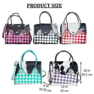 Bolso Tote de Cuero Vacuno Genuino, Nuevo, a Cuadros Blanco y Negro, Elegante, Vintage, de Lujo, Bolso de Mano y Bandolera para Mujer - Product Image 2