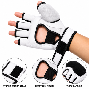 New Bright Leather Adult MMA Kick Boxing <b>Gloves</b> Thickened PU Full Finger Breathable <b>Moisture</b>-Wicking Hook-and-Loop Martial Arts - Product Image 3