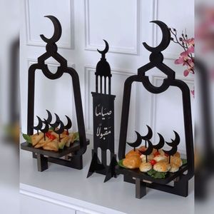 Décoration de festival musulman, décoration de l'Aïd al-Fitr, cadeau de l'Aïd al-Adha, panneau Ramadan Moubarak, décoration murale islamique, lanterne en bois du Ramadan - Product Image 1