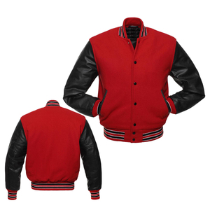 Unisex Wool Leather Sleeve Varsity Bomber <b>Jacket</b> Streetwear Winter Windproof Eco-Friendly High Quality Wholesale - Product Image 1