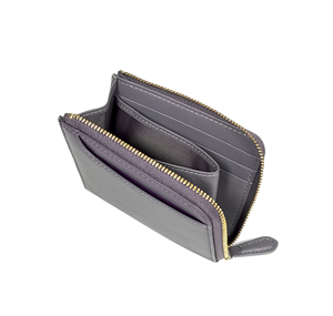 [IN STOCK] Castello Genuine Leather Short Minimalist Unisex L-Shape YKK Zipper Slim Card <b>Wallet</b> Polyester Lining Purple QC - Product Image 4