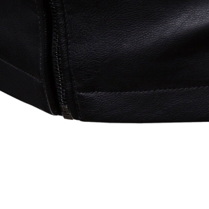 Veste en cuir noire d'hiver pour hommes, élégante, toutes tailles, avec logo personnalisé et étiquette privée, fermeture éclair. - Product Image 4