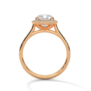 Anillo de compromiso de oro rosa de 14k con diseño de racimo de diamantes cultivados en laboratorio con corte natural tipo cojín para mujer al precio más bajo - Product Image 2
