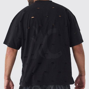 Camiseta Personalizada con Efecto Desgastado, Algodón y Poliéster de Alta Calidad, Estilo Oversize, Ropa Urbana, Moda Actual - Product Image 4