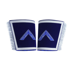 Manchettes de Loge Bleue Maçonnique – Franges argentées brodées du Maître Compagnon de la Loge, Régalia Maçonnique - Product Image 1