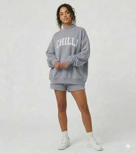 Women Winter Solid Mockneck Shorts Streetwear Outfit Crafted to Enhance Visual Appeal with a Balanced Two-Piece Apparel Format - Product Image 1