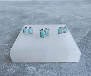 Boucles d'oreilles en larimar, argent sterling, pierres précieuses, bijoux en larimar naturel, bijoux faits à la main, fournisseur en gros de bijoux fins - Product Image 2