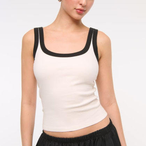 Custom Wholesale Womens Ribbed Knit Crop Tank <b>Top</b> O-Neck Slim Fit Casual Cami Seamless Breathable 100% Cotton Eco-Friendly Quick - Product Image 1