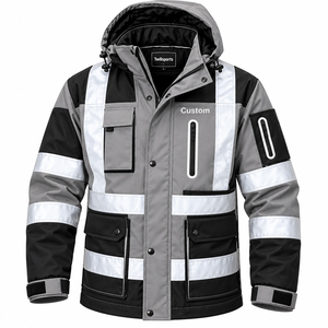 <b>Winter</b> Waterproof Breathable Polyester Construction Work Jacket Men Hi Vis Custom Security Coat Reflective Safety <b>Workwear</b> - Product Image 1