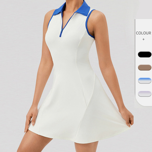 Vestido de Golf para Mujer con Cuello Polo, Manga Corta, Color Sólido, Secado Rápido, Estilo Deportivo, Detalles en Blanco - Product Image 2