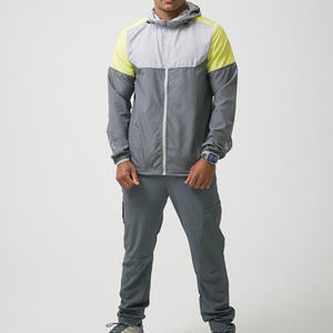 Ensemble de survêtement coupe-vent deux pièces pour homme, veste à capuche zippée et pantalon de jogging, personnalisable, léger, en nylon et polyester, tenue de sport - Product Image 2